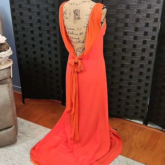 Selina Orange Evening Gown Size 10 - Picture 8 of 13